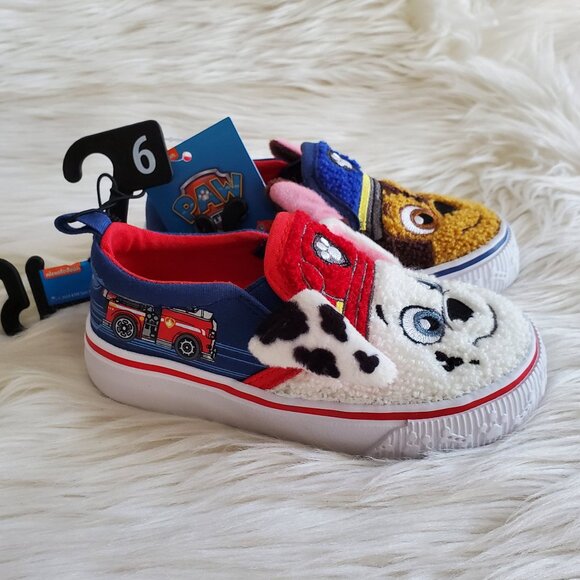 Paw Patrol Characters Toddler Kids Fleece Slip-On Sneakers SZ 6 - Picture 1 of 11